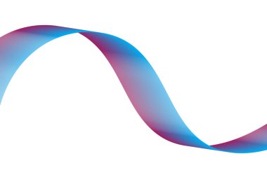 Pembe, Mavi Dalga Kurdelesi. Pürüzsüz Hareket ve Beyaz Arkaplan ile Soyut Gradyan Eğrisi. Soyut Dalga Arkaplanı