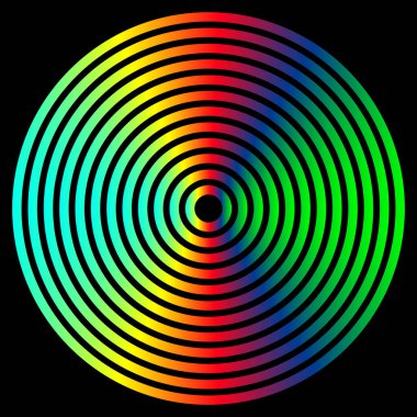 Gökkuşağı Konsantrik Daireleri. Canlı Simetrik Gradyan Tasarımı