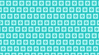 Turkuaz çiçek şebekesi. Işık Arkaplan Üzerinde Simetrik Tekrarlı Sekiz Kollu Geometrik Desen