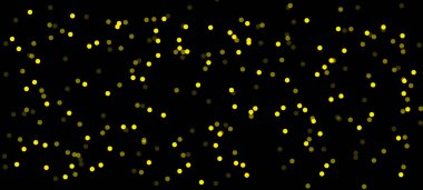Sarı Nokta Scatter. Siyah Bilimsel Arkaplan Üzerine Soyut Parçacık Alanı