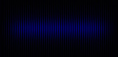 Mavi çizgili, dikey cam arka plan. Siyah Arkaplanda Simetrik Gradyan ile Soyut Dikey Parlak Desen
