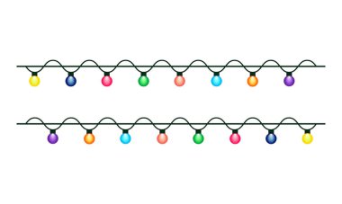 Colorful Wavy String Lights Border Clipart for Festive Decorations