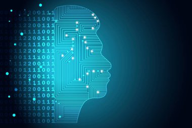 Artificial Intelligence Human Face Digital Data Technology Concept