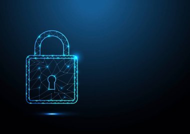 Bağlı Veri Hatları ile Teknoloji Güvenlik Kilidi. Sayısal Asma Kilit Siber Güvenlik Ağ Teknolojisi Arkaplanı