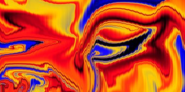 Renkli turuncu sarı ve mavi soyut sıvı girdap arka planı dinamik hareketli