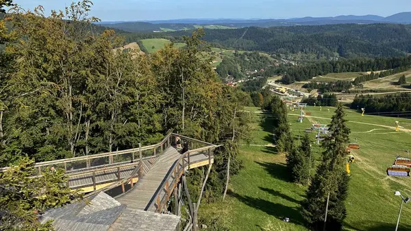 Krynica Zdrj Kis Lengyelország Vajdaság Lengyelország 2020 Szeptember Turista Kilátó — Stock Fotó