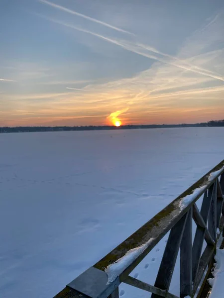 Blick Auf Den Gefrorenen Biae See Bei Wodawa Mit Viel — Stockfoto