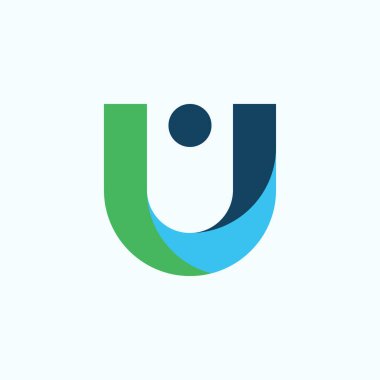 U harfi logo tasarım konsepti çizimi