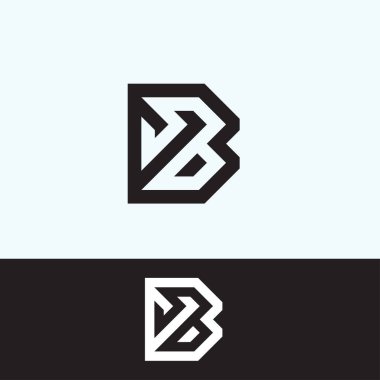 B harfi Siyah tasarım logo örnekleme şablonu