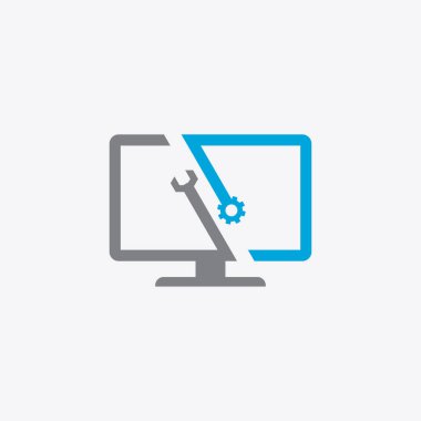 Bilgisayar Onarım simgesi tasarım vektör çizimi