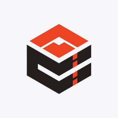 Altıgen Kutusu turuncu vektör tasarımı çizimi