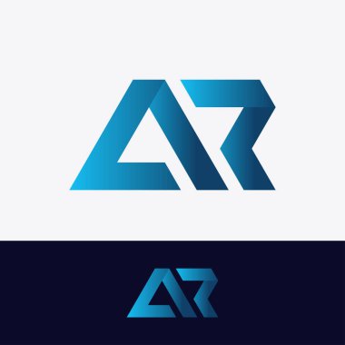 Harf A R Mavi Kare vektör tasarımı çizimi