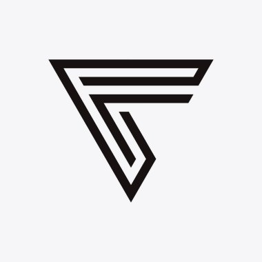 F harfi üçgen vektör tasarımı çizimi