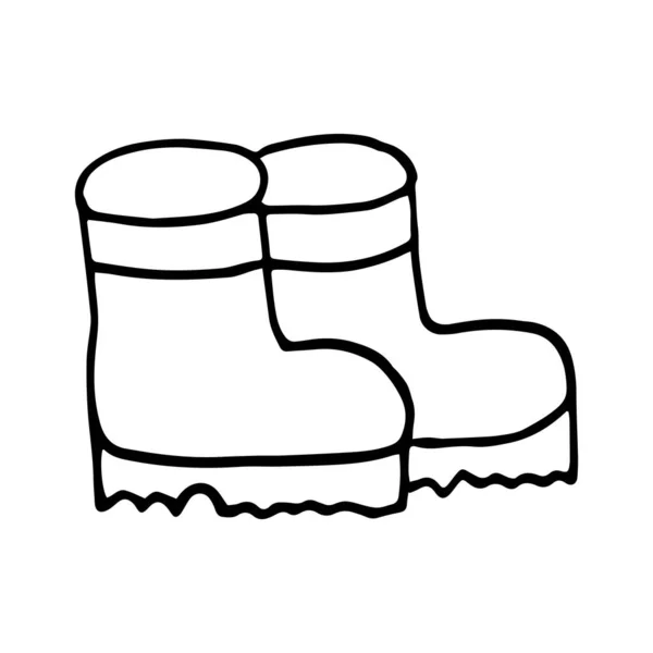 Ilustración vectorial de botas de jardín de goma en estilo doodle — Vector de stock