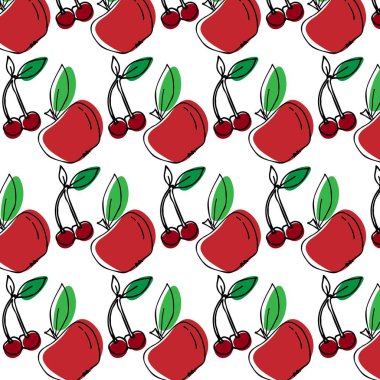  Kusursuz karalama desenli elma ve kiraz