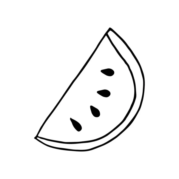 Vektorillustration der Wassermelonenscheibe im Doodle-Stil — Stockvektor