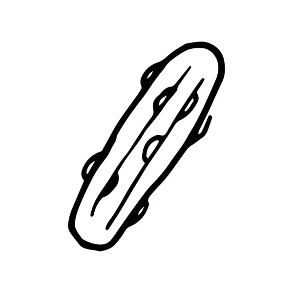 Ilustración vectorial de pepino en estilo doodle — Vector de stock