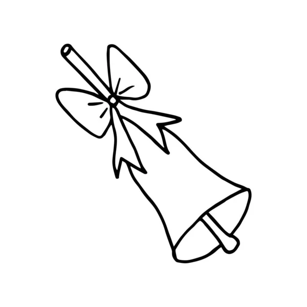 Campana vectorial con arco, símbolo de la Navidad, campana escolar. — Vector de stock