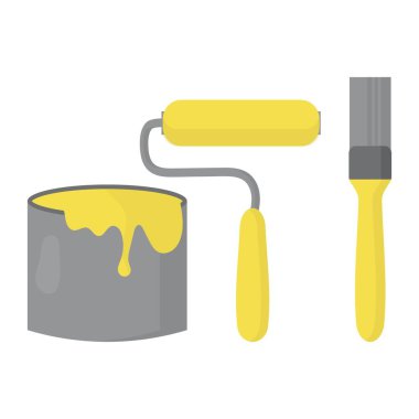 Duvarları boyamak için vektör kümesi.