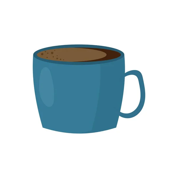 Ilustración vectorial de taza caliente con café en estilo plano — Vector de stock