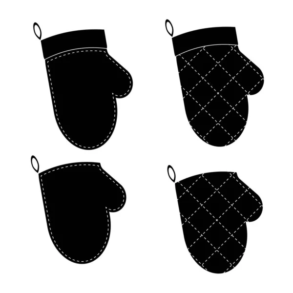 Insieme vettoriale di illustrazioni di guanti per caldo — Vettoriale Stock