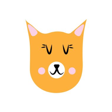 Düz stil ile kırmızı tilki yüzünün vektör illüstrasyonu