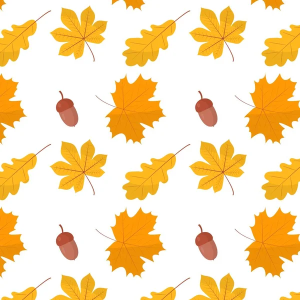 Vector seamless pattern of illustrations of leaves and acorns. — Stock Vector