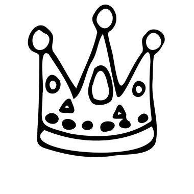  Karalama tarzında mücevherlerle süslenmiş bir tacın vektör çizimi