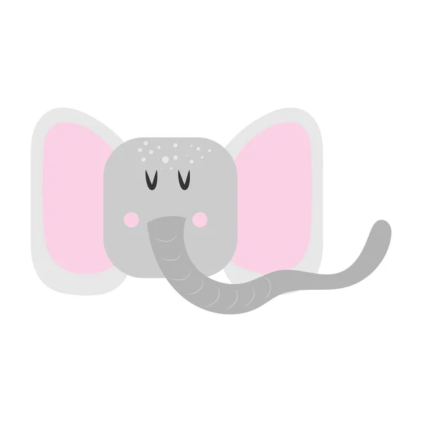 Illustration vectorielle du visage d'éléphant à plat — Image vectorielle