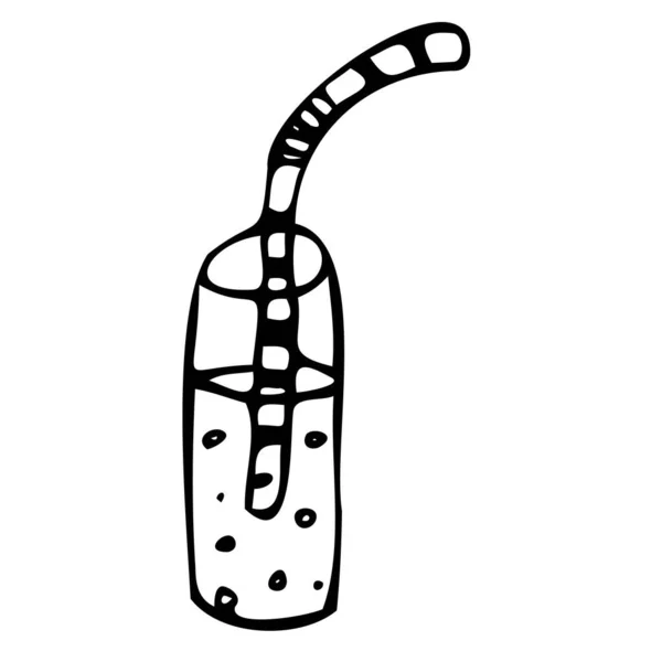 Vektorillustration eines Glases mit einem Drink im Doodle-Stil — Stockvektor
