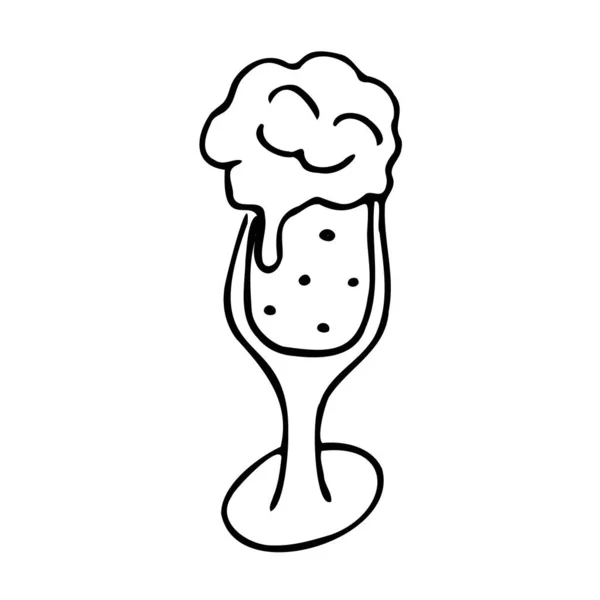 Illustration vectorielle de verre avec bière dans le style doodle — Image vectorielle