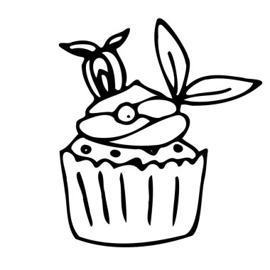 Çilekli kekin vektör çizimi. 