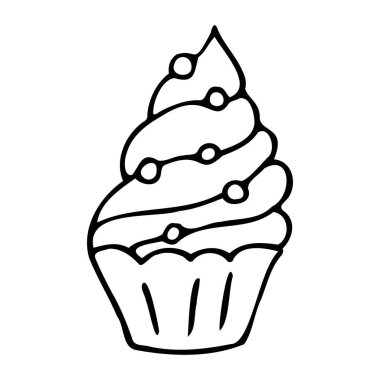 Yabanmersinli kekin vektör çizimi. Doodle tarzı