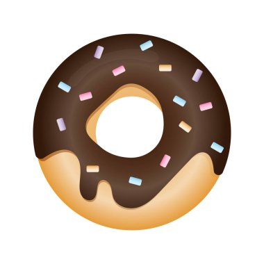 Çikolata kaplı bir çöreğin vektör çizimi. 