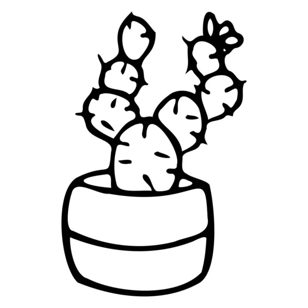 Illustration vectorielle d'un nuage dans un pot. Illustration de cactus en fleurs. — Image vectorielle