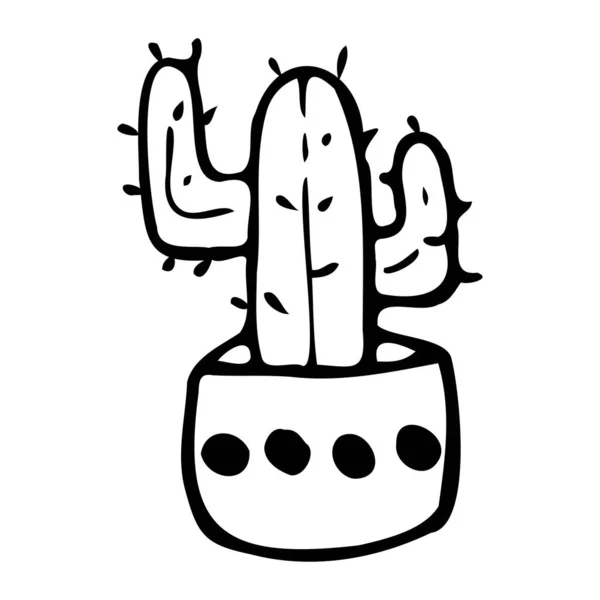 Cactus dans un pot en cercle. Style caniche. — Image vectorielle