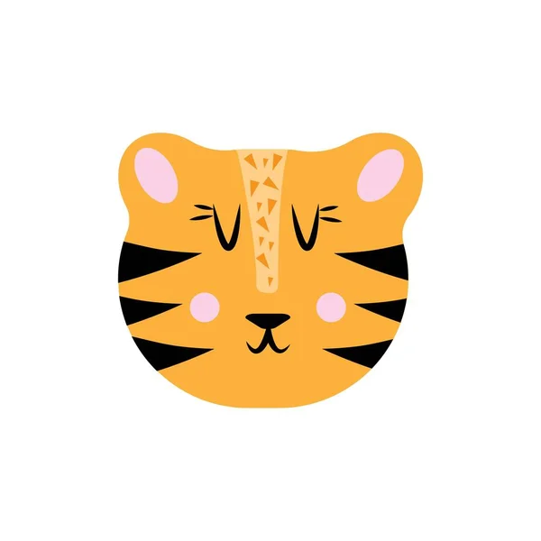 ภาพหัวเสือ สไตล์แบน ปีของเสือ 2022 . — ภาพเวกเตอร์สต็อก