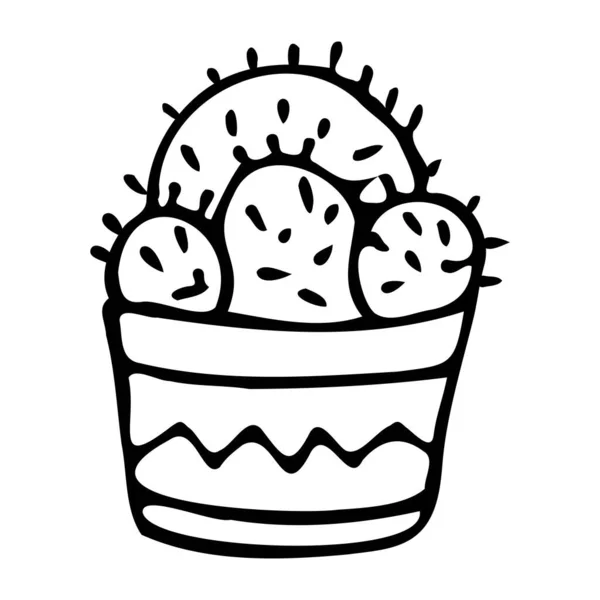 Illustration vectorielle d'un cactus dans un pot. Style caniche. — Image vectorielle