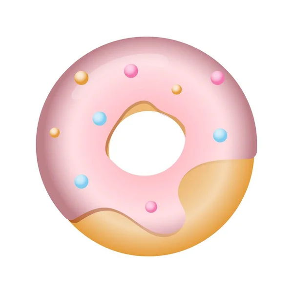 Vector illustration of a donut in pink glaze. — Stock Vector