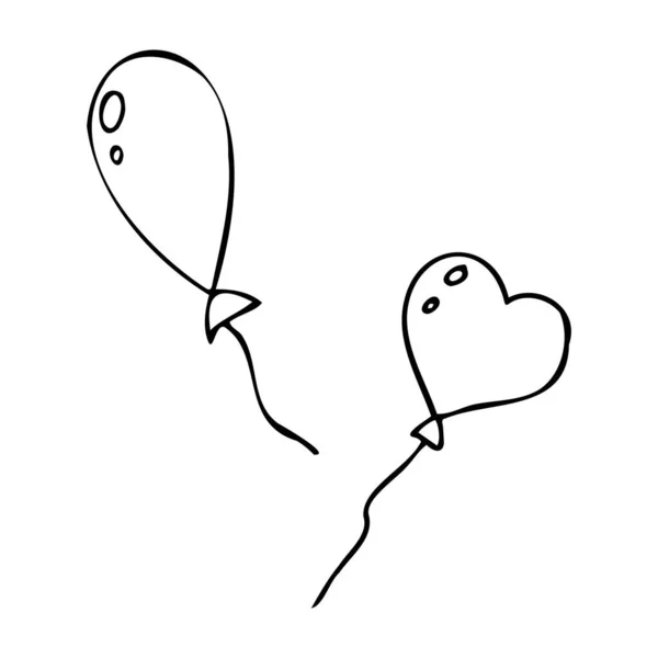 ไอคอนลูกโป่ง ลูกโป่งในรูปของหัวใจ สไตล์ดู้ดเดิ้ล — ภาพเวกเตอร์สต็อก