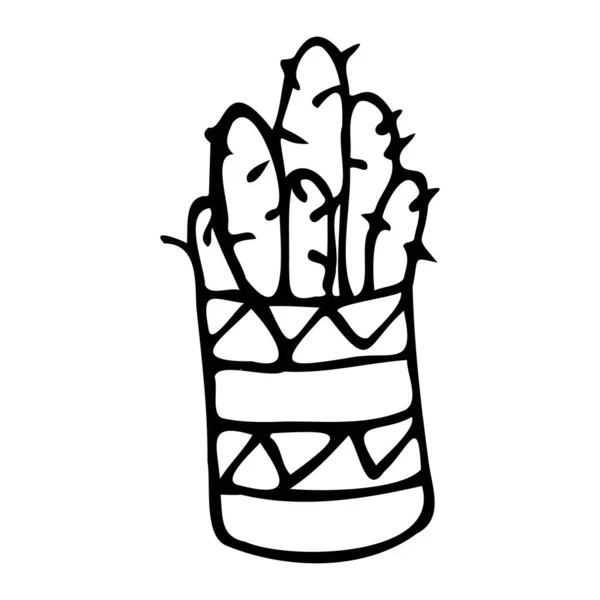 Cactus dans une casserole. Style caniche. — Image vectorielle