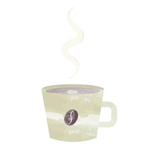 Taza verde con café. Café caliente . — Vector de stock