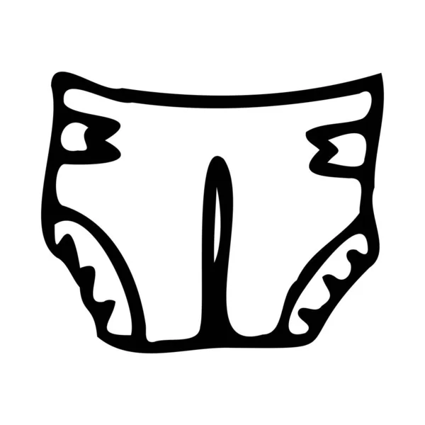 Al estilo Doodle. Icono del pañal del bebé — Vector de stock