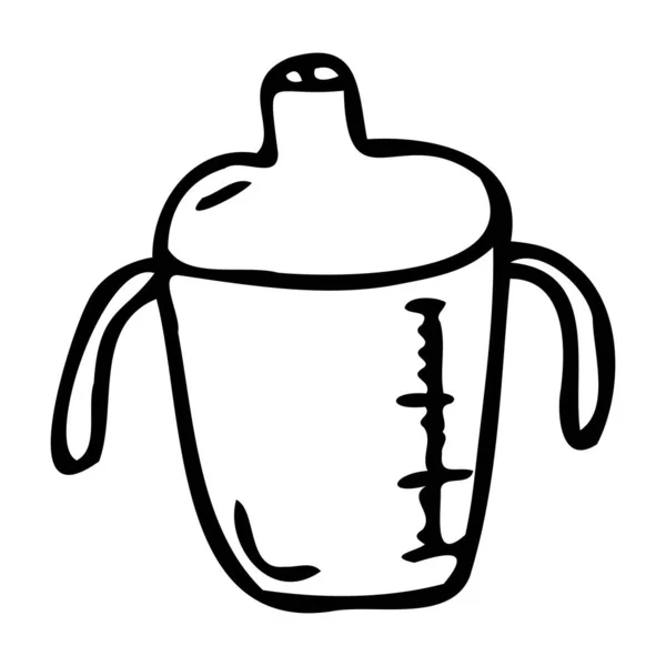 Garrafa para água de bebê. Comida em recipiente de plástico para recém-nascido. — Vetor de Stock