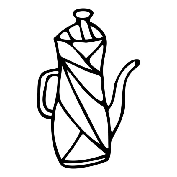 Ilustração desenhada à mão de um bule de chá — Vetor de Stock