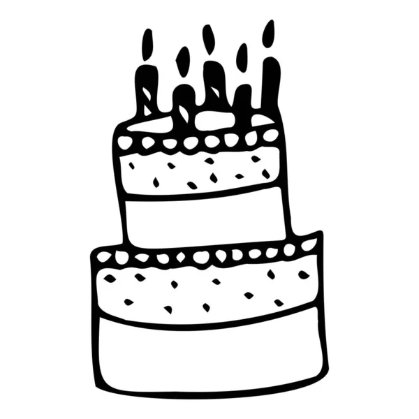 キャンドル付きの誕生日ケーキのベクトルイラスト — ストックベクタ