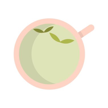 Üstünde yüzen çay yaprakları olan pembe çay fincanı..