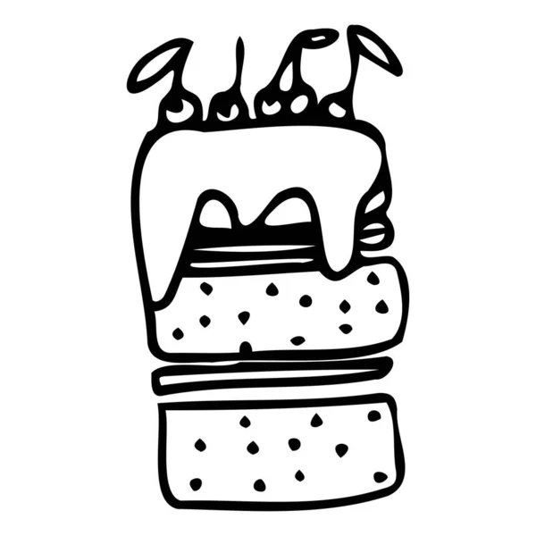 Illustration vectorielle du gâteau d'anniversaire à la cerise — Image vectorielle