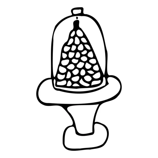 Illustration of a cake anthill with a candle. Birthday cake. Cake on a side note. Hand drawn doodle style illustration. — Image vectorielle