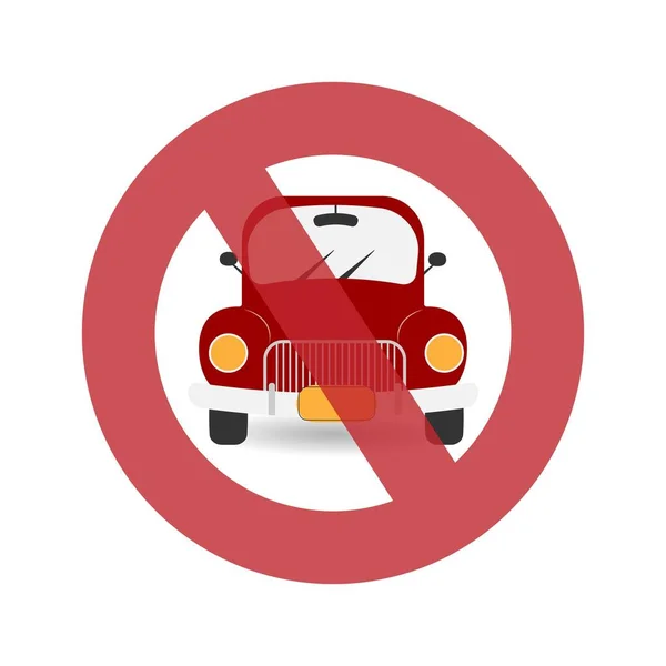 世界車の無料日。車の上で禁止。赤いレトロカー。ヘッドライト付きの赤いピックアップトラック。フラットスタイル。はがき、レイアウト、ロゴ、広告のためのマシン. — ストックベクタ